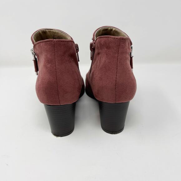 Style & Co Womens Size 6 Red Masrinaa Double Zip Ankle Booties Faux Suede - Picture 4 of 10